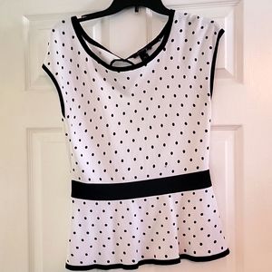White house black market polka dot peplum top